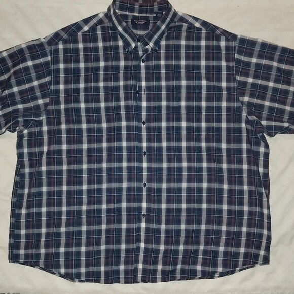 Roundtree & Yorke Easy-Care Plaid Short Sleeve Button-Up Shirt – Men’s 3XL (Pre- - Picture 1 of 4